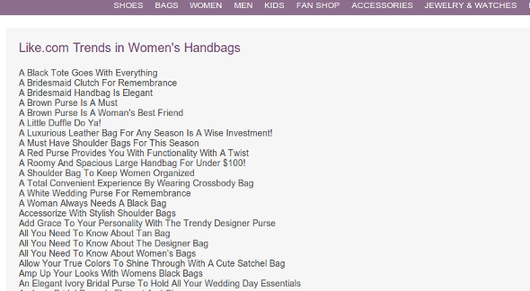womens handbag trends Google Owned Like.com Outranked By Content Scrapers Post Panda