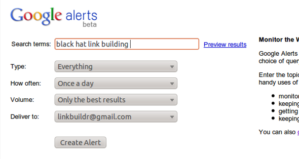 google alerts monitoring Ecommerce Link Building Strategies & Tactics