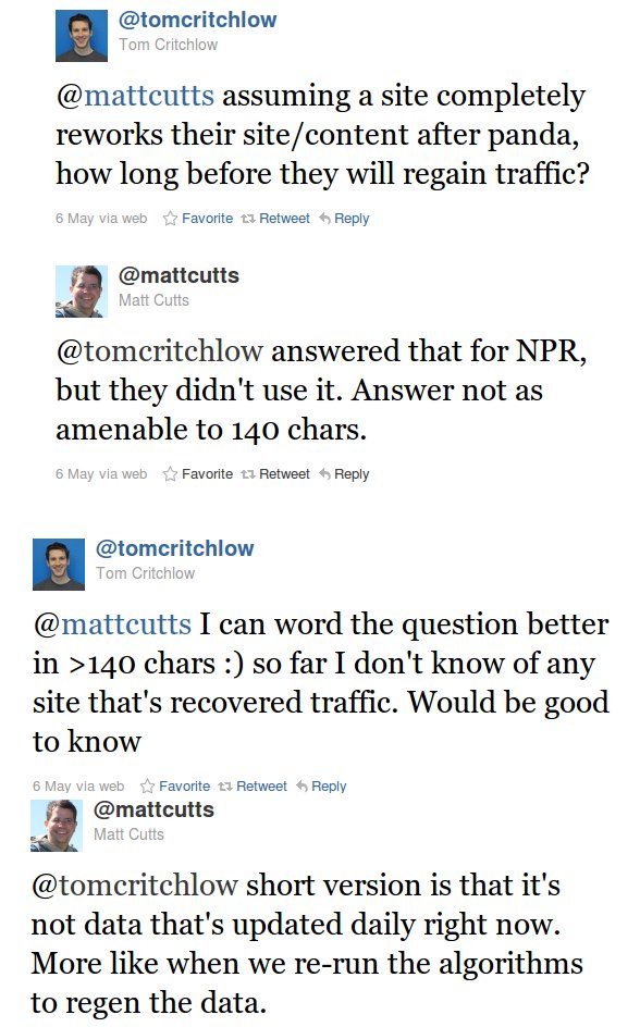 tom matt panda How Long To Recover From Panda?