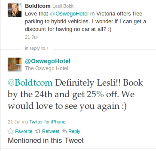 oswego hotel twitter Ecommerce Twitter Marketing Strategies In Action