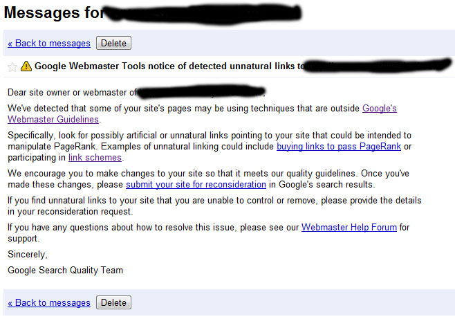 detected unnatural links notice google Detected Unnatural Links Notice From Google