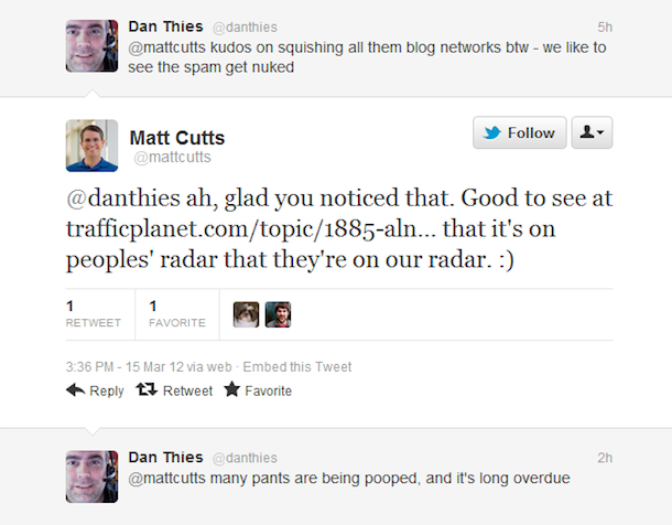 matt cutts tweets aln Private Blog Networks Getting Deindexed?