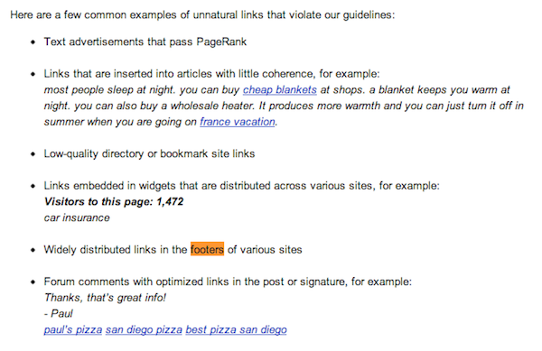 footer links google penalty Footer Links Targeted By Google?